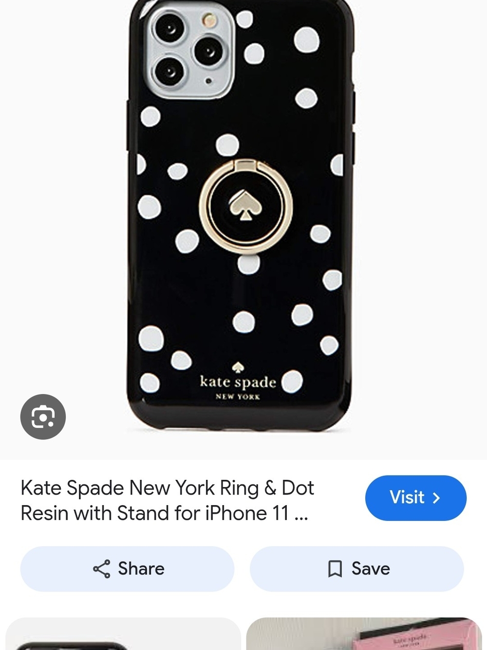 kate spade Black and White Polka Dot iPhone Case with Gold Ring